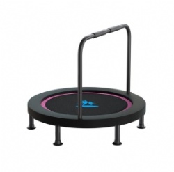 48-inch folding trampoline with door-shaped handrails in rose red/green. Multiple quantities available. Colors can be customized.